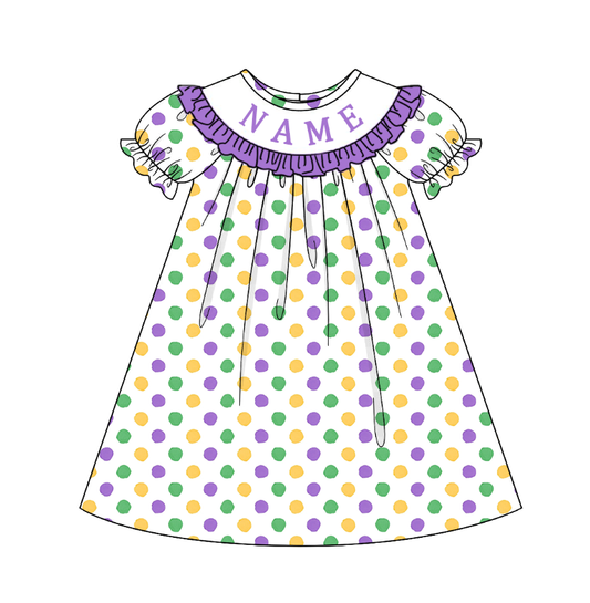 Kids Mardi Gras Smocked Custom Name Holiday Outfits Collection