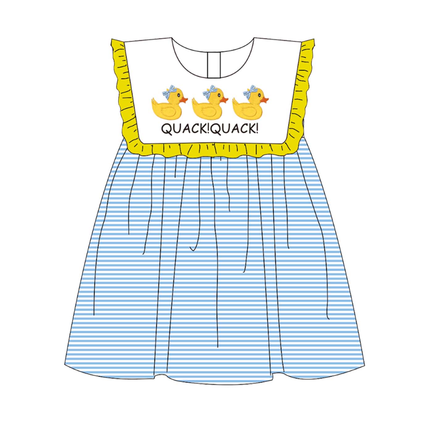 Easter Little Duck Smocked Embroidery Collection – Blue & White Stripes | New Arrival