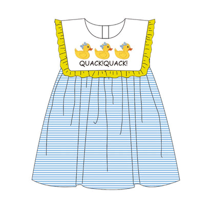 Easter Little Duck Smocked Embroidery Collection – Blue & White Stripes | New Arrival