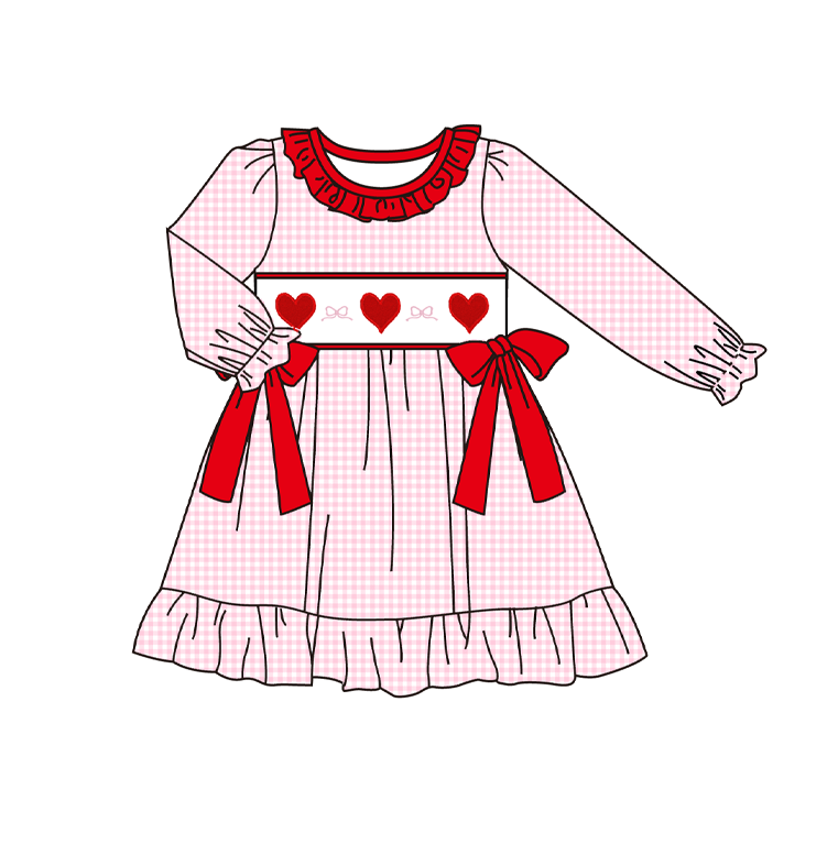 2026 Valentine’s Day Pink Plaid Smocked Hearts Collection