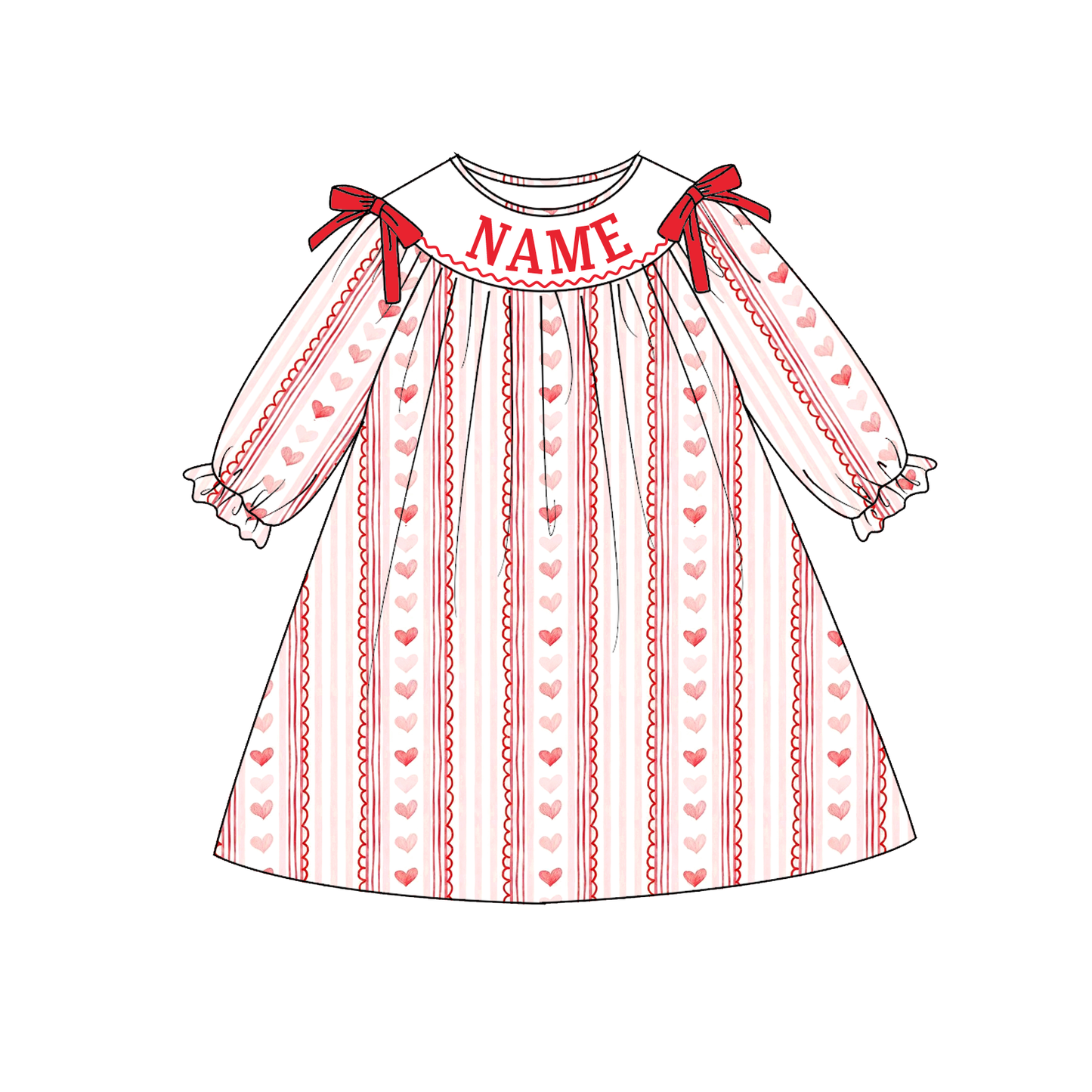 2026 Valentine's Day Heart Custom Name Smocked Embroidered Collection