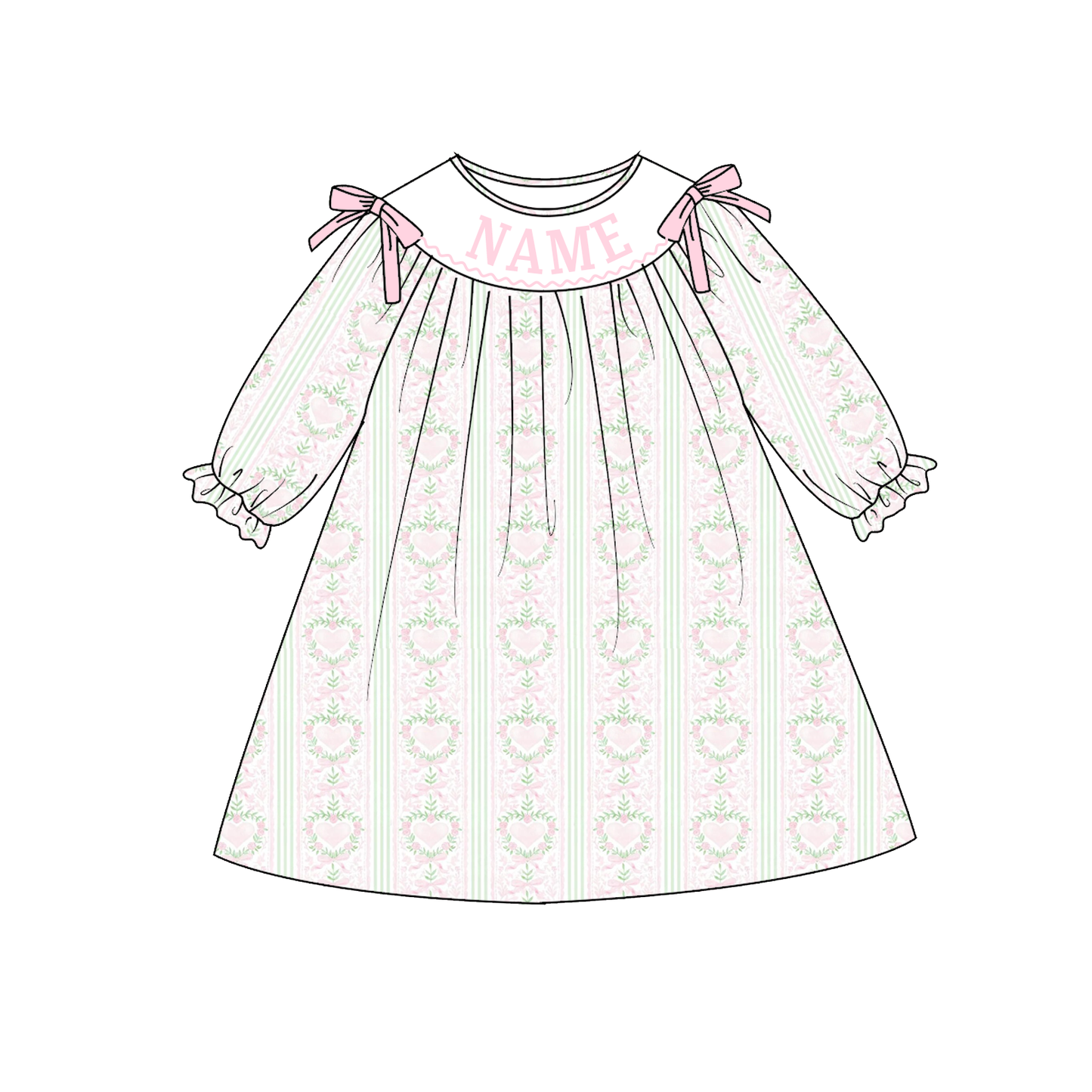 2026 Valentine's Day Floral Custom Name Smocked Embroidered Collection