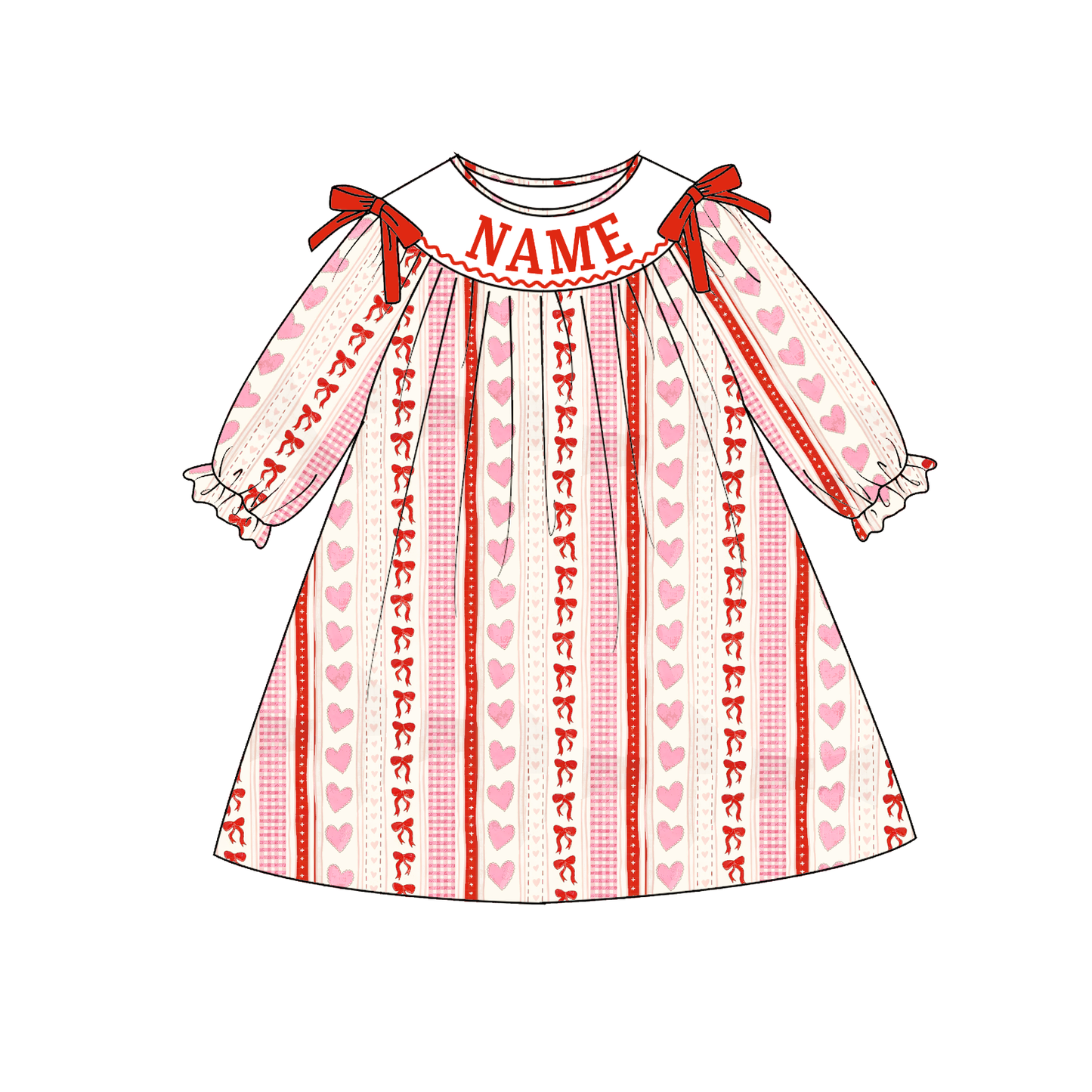 2026 Valentine's Day Heart Custom Name Smocked Embroidered Collection