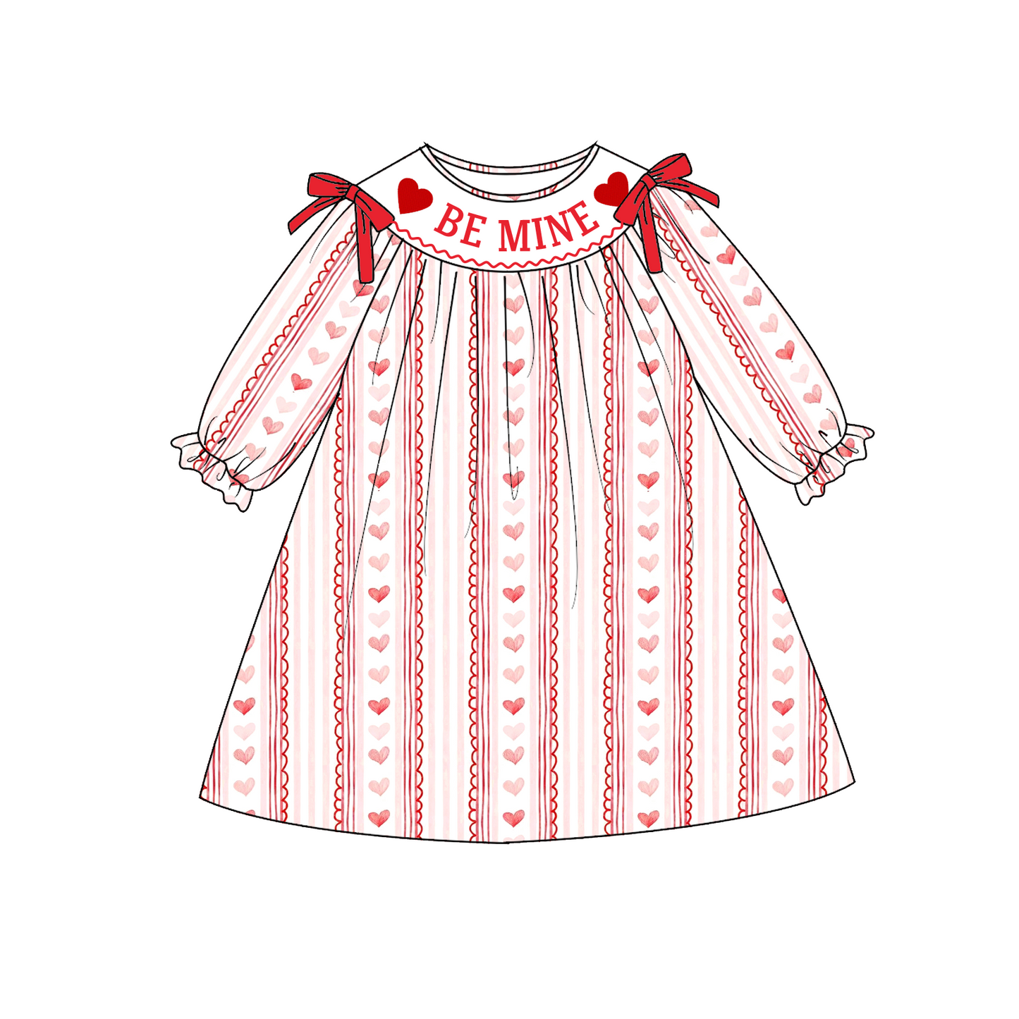 2026 Valentine's Day Heart Custom Name Smocked Embroidered Collection