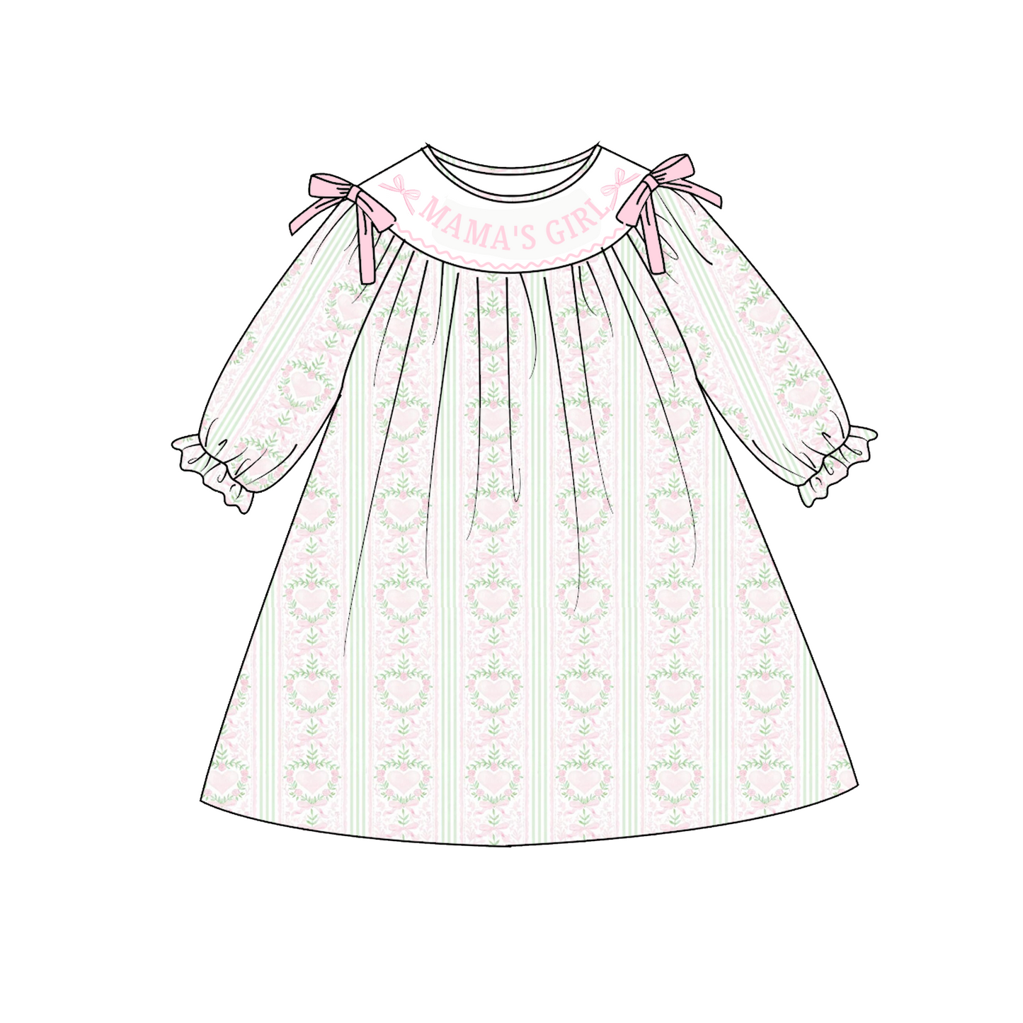 2026 Valentine's Day Floral Custom Name Smocked Embroidered Collection