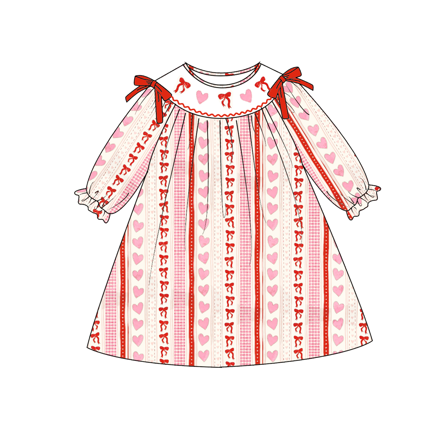 2026 Valentine's Day Heart Custom Name Smocked Embroidered Collection