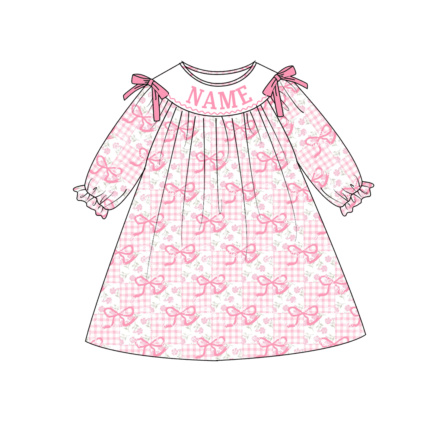 2026 Valentine's Day Custom Name "MAMA'S GIRL" Smocked Embroidered Collection