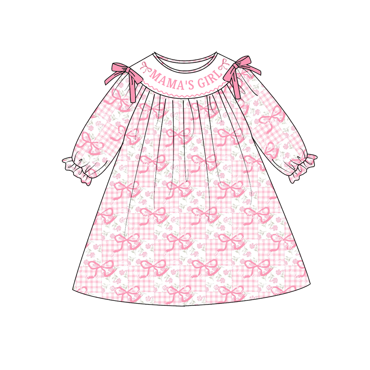 2026 Valentine's Day Custom Name "MAMA'S GIRL" Smocked Embroidered Collection