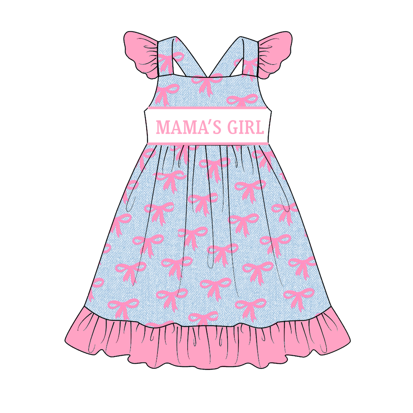 2026 Spring Summer MAMA'S GIRL Embroidery Bow Outfits Collection