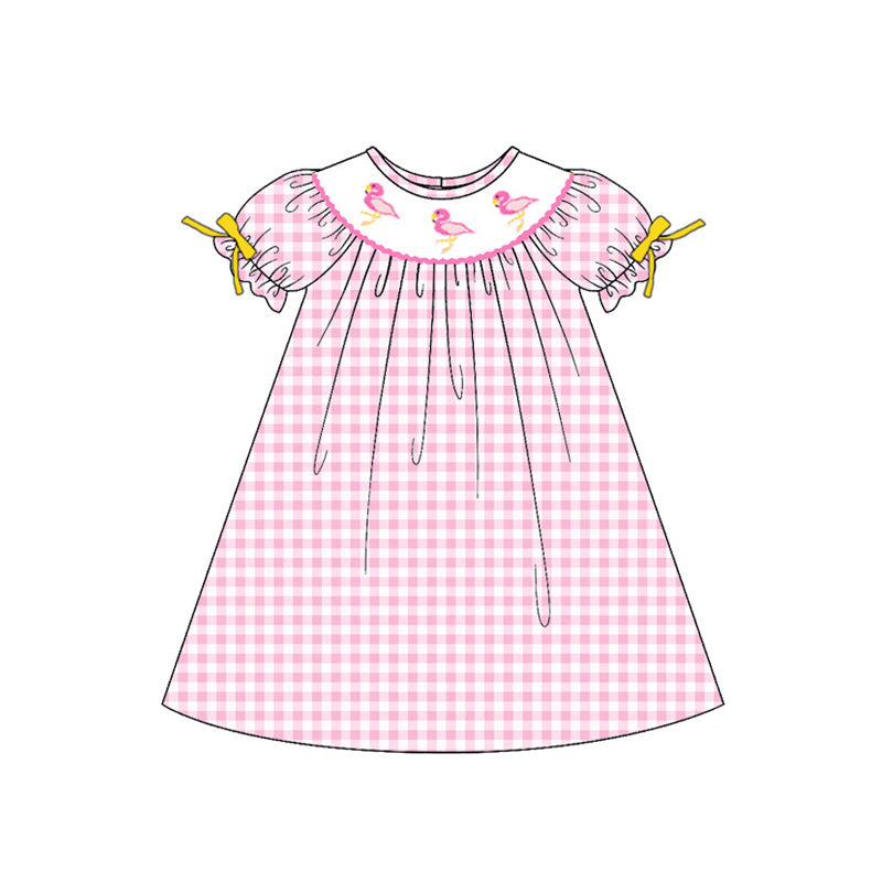 2026 Spring/Summer Flamingo Smocked Collection – Pink Gingham Embroidery