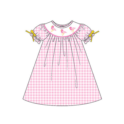 2026 Spring/Summer Flamingo Smocked Collection – Pink Gingham Embroidery