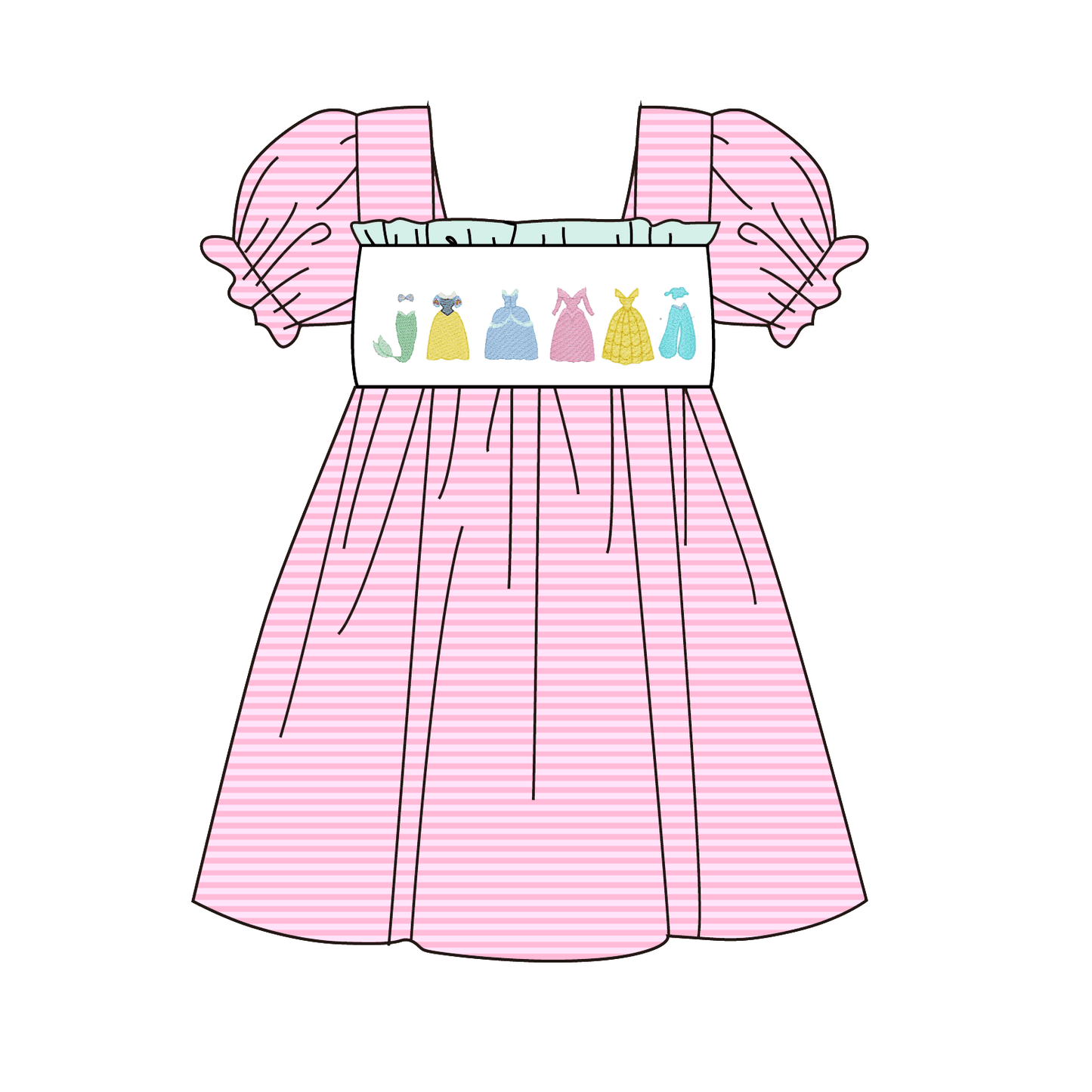 2026 Spring Summer Princess Embroidery Pink Dress & Romper