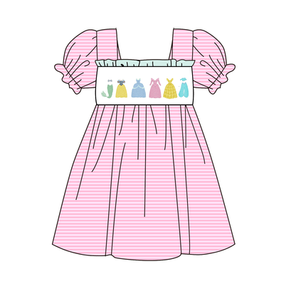 2026 Spring Summer Princess Embroidery Pink Dress & Romper