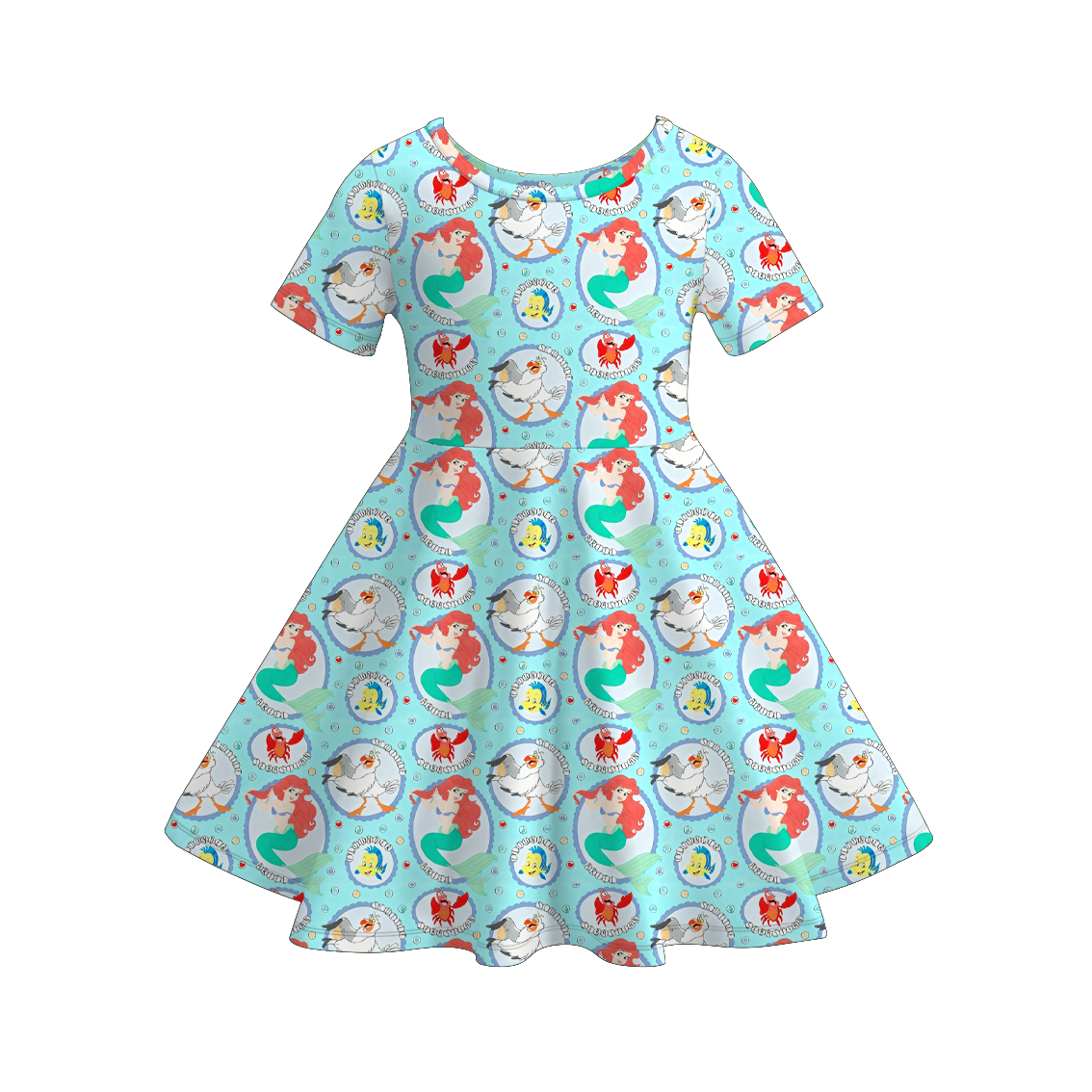 2026 Summer Character Cartoon Girls Short Sleeves Twirl Dress