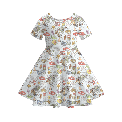 2026 Spring Summer Character Short Sleeves Girls Twirl Dress