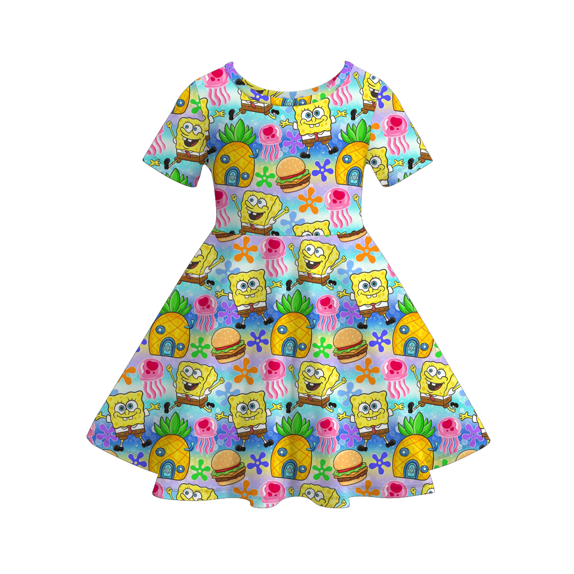 2026 Spring Summer Character Short Sleeves Girls Twirl Dress