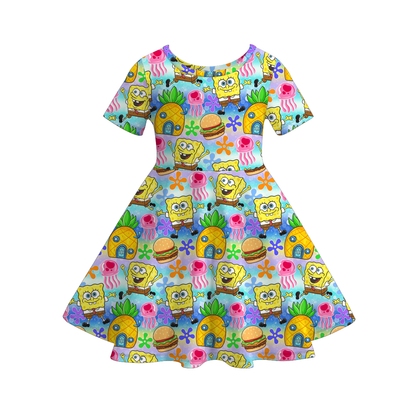 2026 Spring Summer Character Short Sleeves Girls Twirl Dress