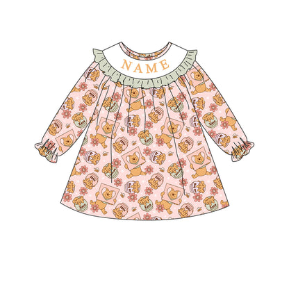 Spring Summer Bear Custom Name Embroidery Smock Outfits