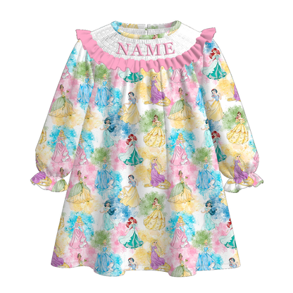 2026 Summer Princess Custom Name Embroidery Smock Outfits