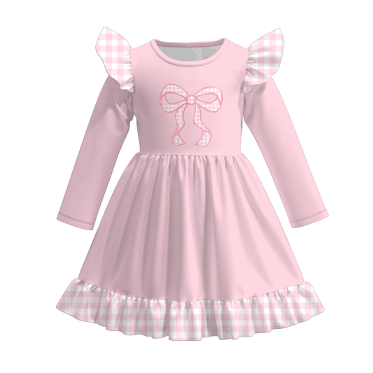 Girls Spring Pink Bow Embroidery Outfits Collection