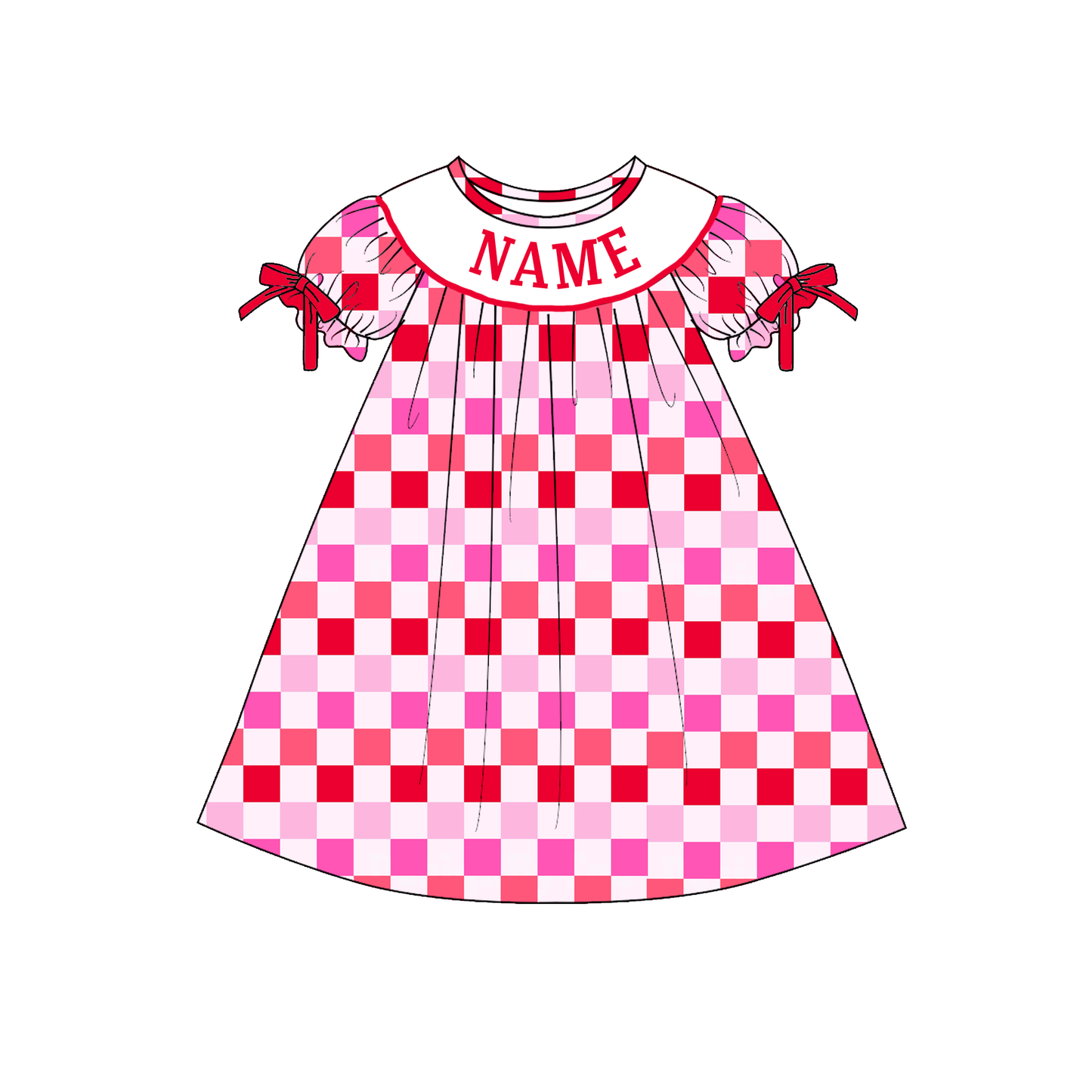 Valentine's Day Plaid Custom Name Smock Embroidery Collection