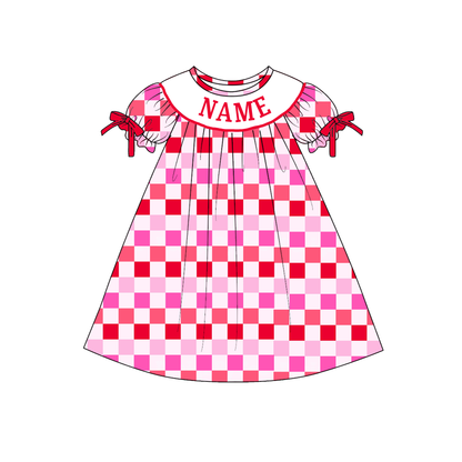 Valentine's Day Plaid Custom Name Smock Embroidery Collection