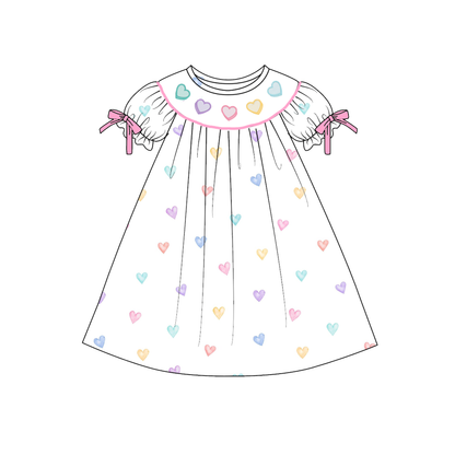 2026 Valentine's Day Heart MAMA'S BESTIE Smocked Embroidered Collection