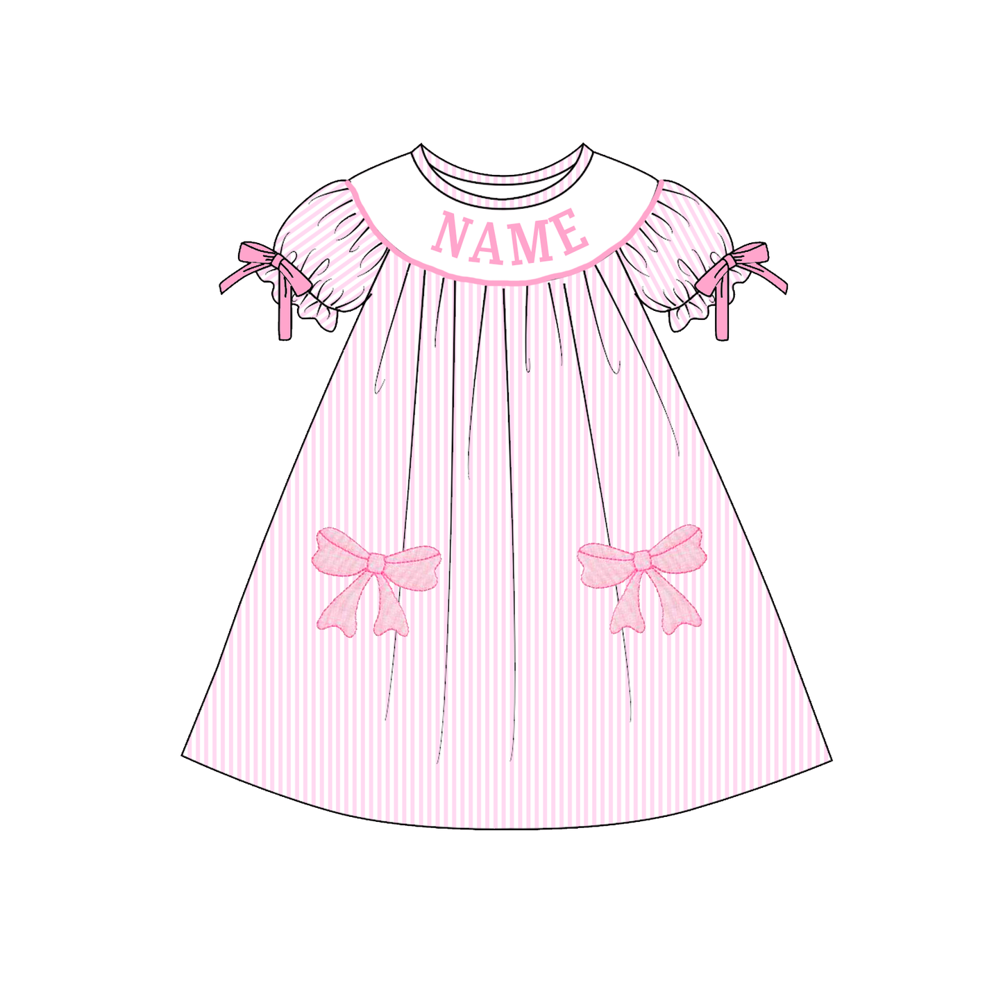Valentine's Day Heart Bow Custom Name Smock Embroidery Collection