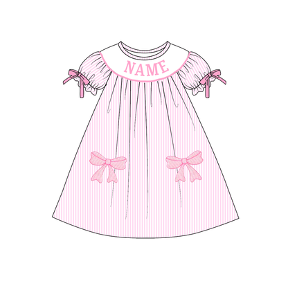 Valentine's Day Heart Bow Custom Name Smock Embroidery Collection
