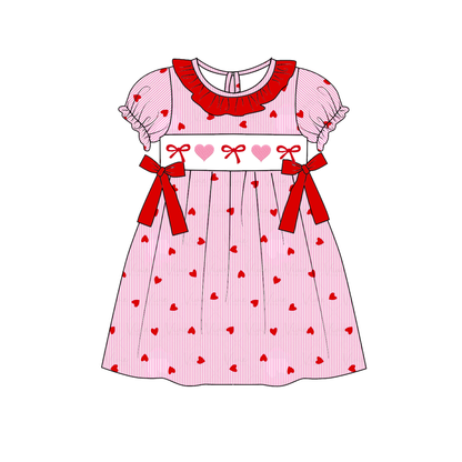 Valentine's Day Pink Heart Custom Name Smocked Embroidered Collection