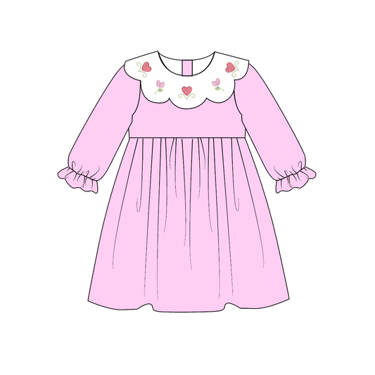 2026 Spring Summer Smock Flower Embroidery Pink Dress & Romper