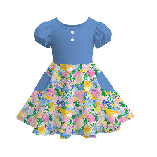 2026 Spring Blue Floral Print Pocket Outfits Collection