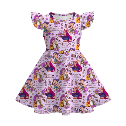 Girls Summer Kpop Demon Hunter Print Twirl Dress