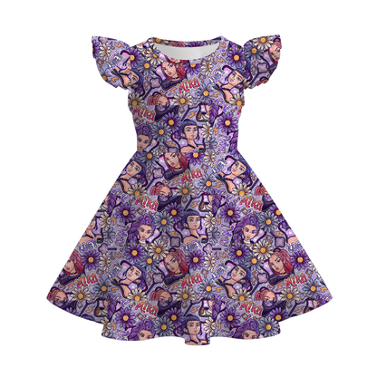 Girls Summer Kpop Demon Hunter Print Cute Twirl Dress