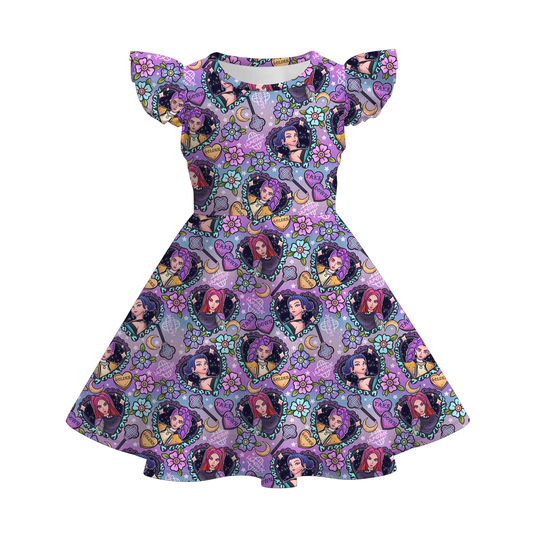 Girls Summer Kpop Demon Hunter Print Cute Twirl Dress