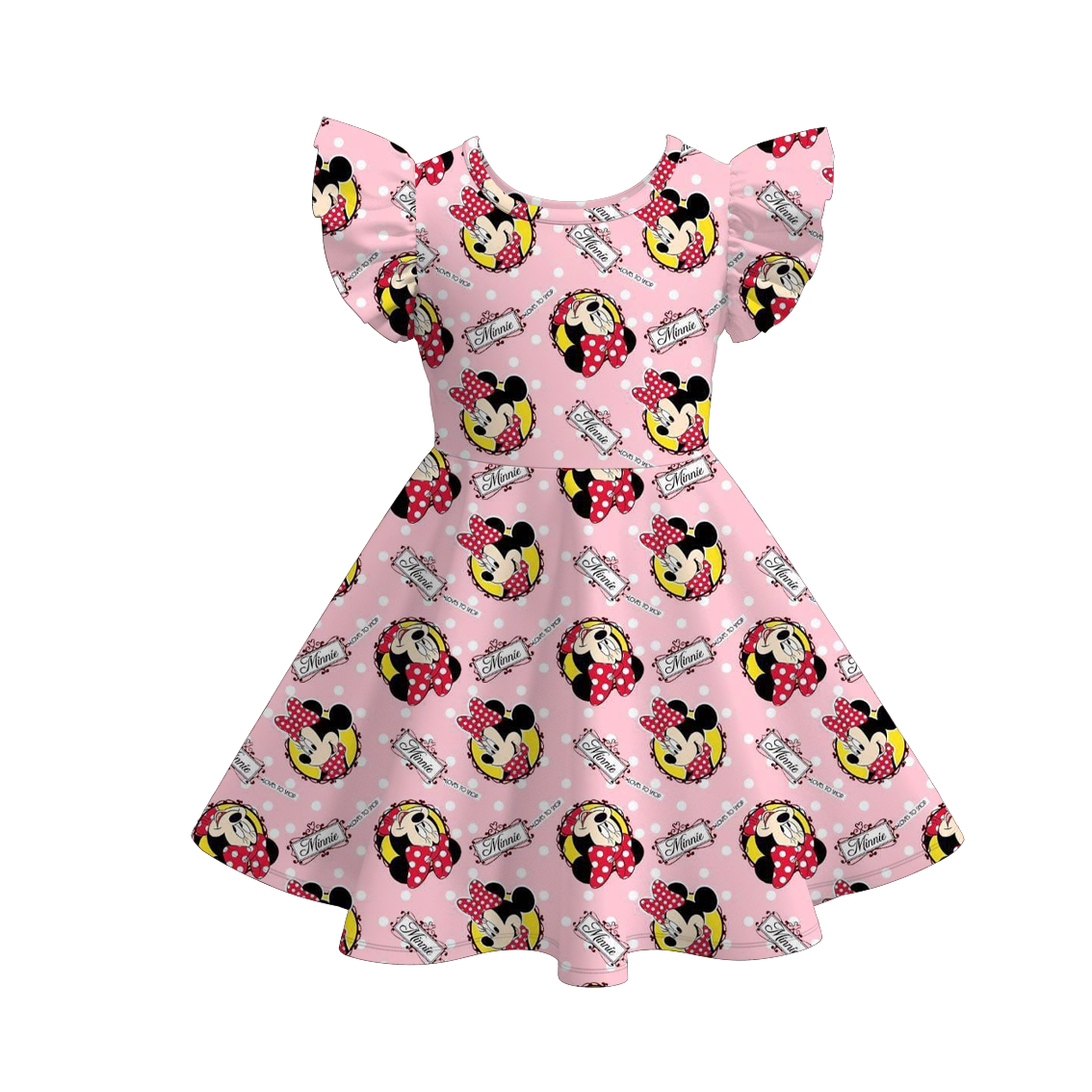 Girls Spring Summer Character Cartoon Short Sleeves Twirl Dress