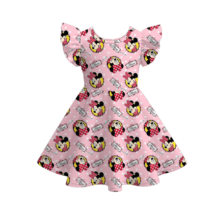 Girls Spring Summer Character Cartoon Short Sleeves Twirl Dress