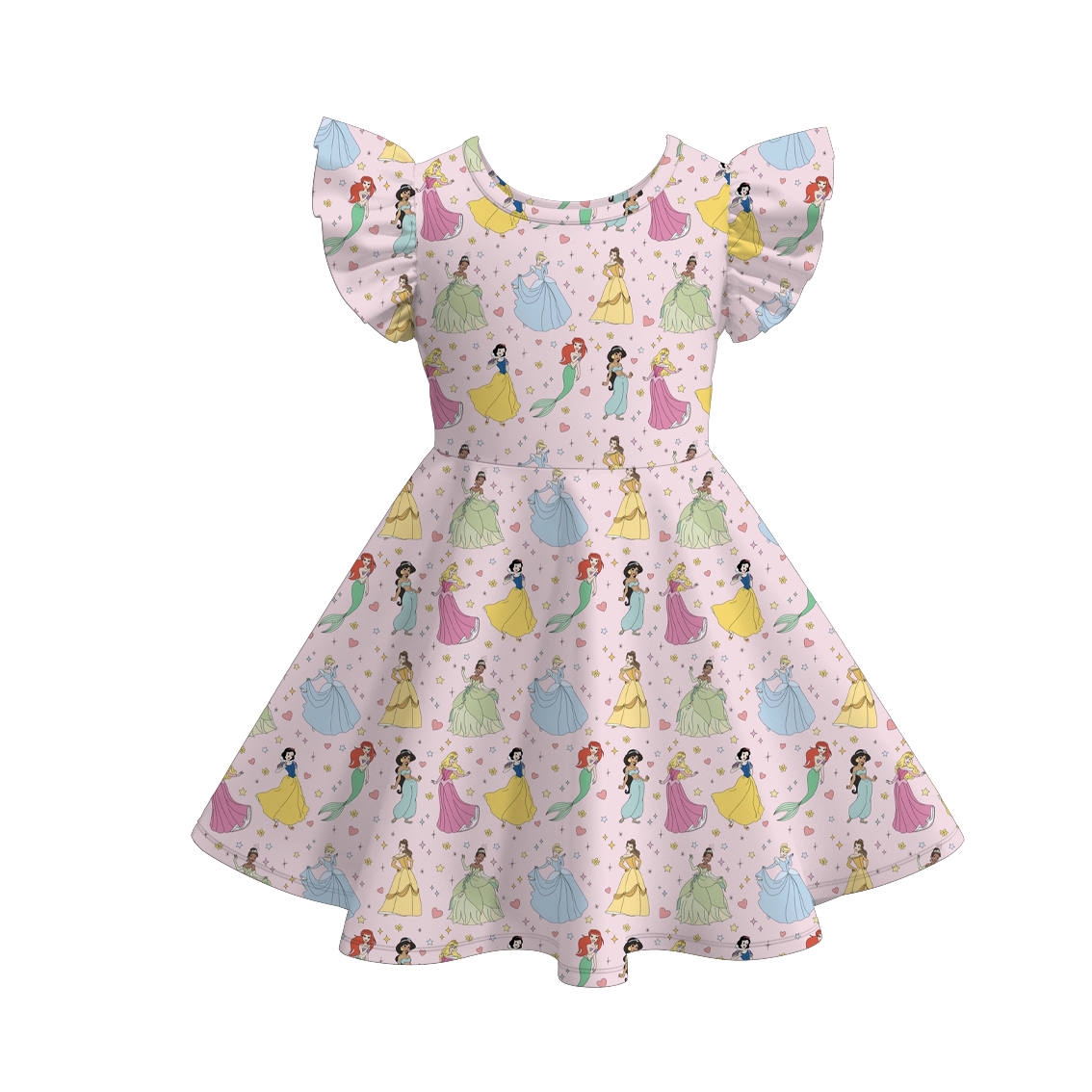 Girls Spring Summer Character Cartoon Short Sleeves Twirl Dress