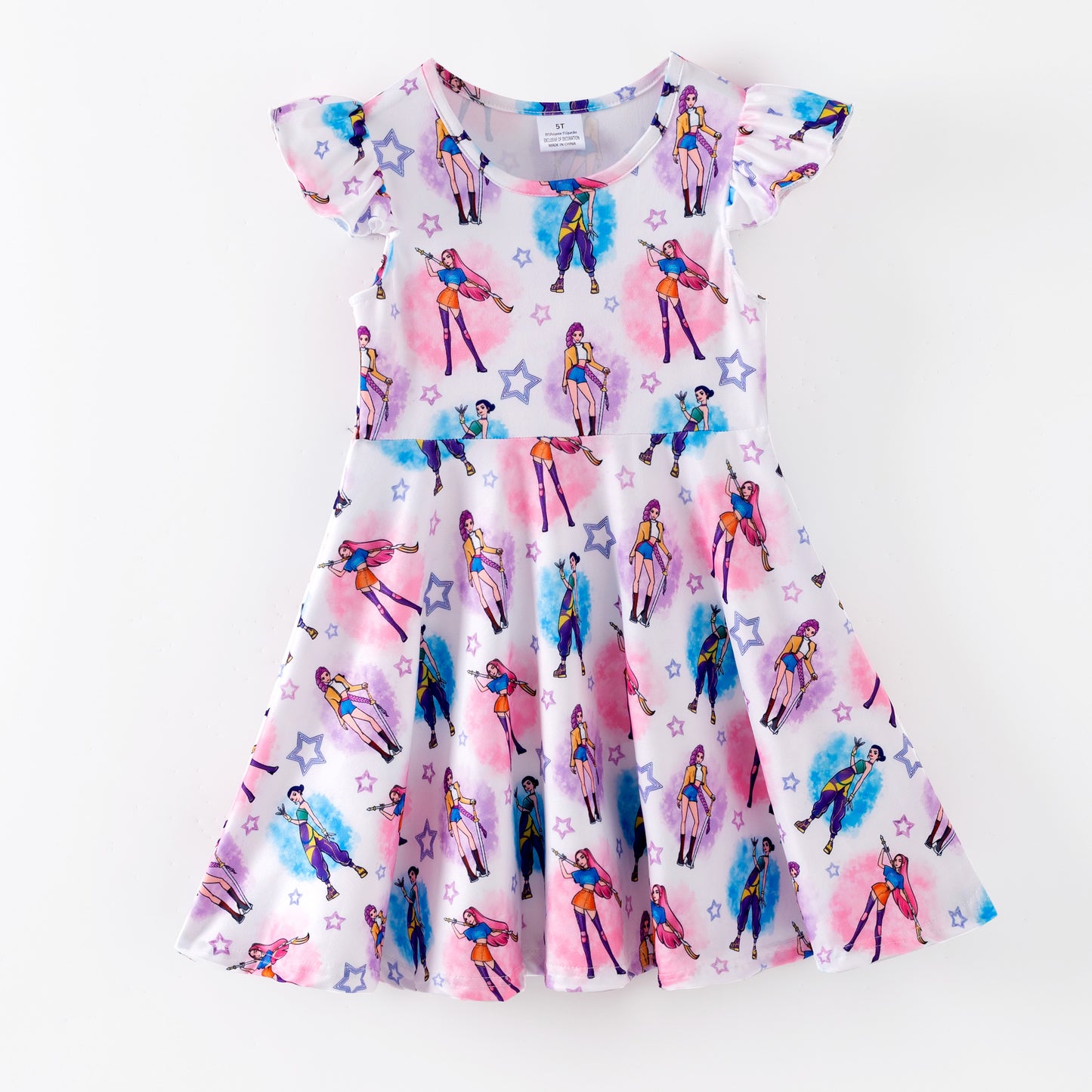 Girls Spring Summer K-POP Short Sleeves Twirl Dress