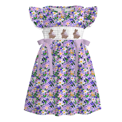 Summer Easter Bunny Embroidery Purple Yellow Collection