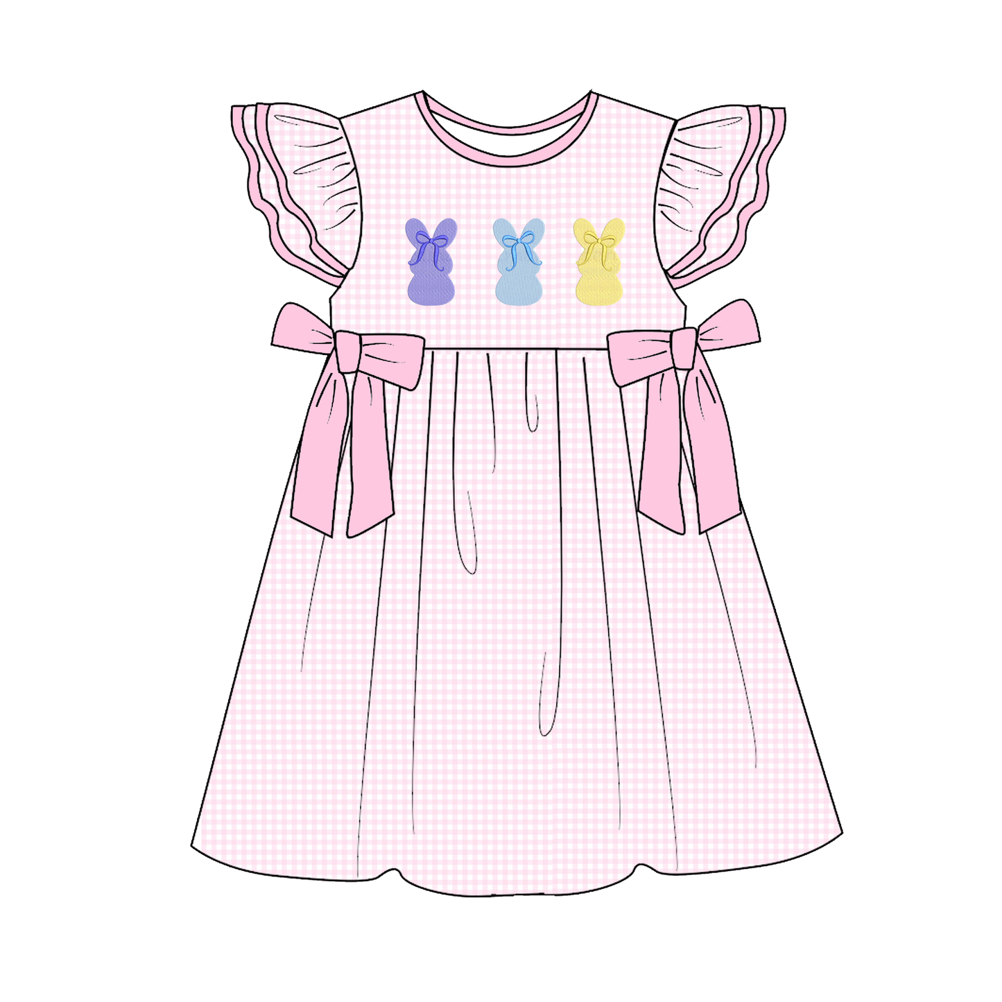 Summer Easter Bunny Embroidery Pink Blue Collection