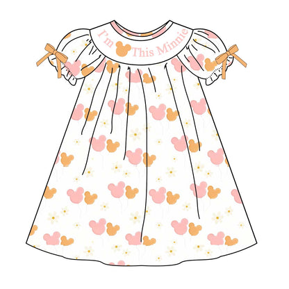 Birthday Girl Smocked Embroidered Gift Bow Minnie Collection