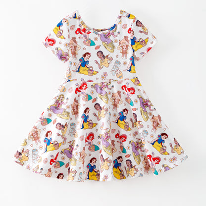 Summer Princess Printed Sleeveless Twirl Dress For Girls