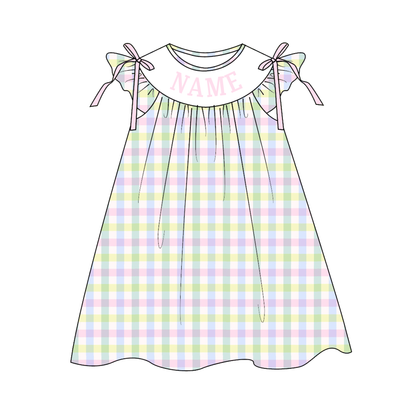 Summer  Custom Name Smocked Embroidered Plaid Floral Collection