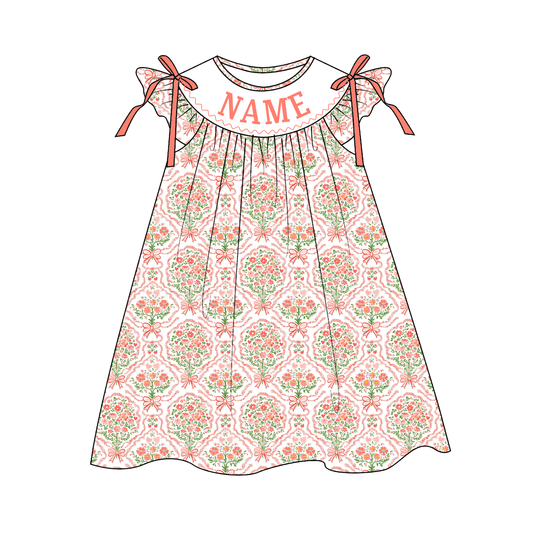 MAMA'S BESTIE Custom Name Smocked Embroidered Floral Collection