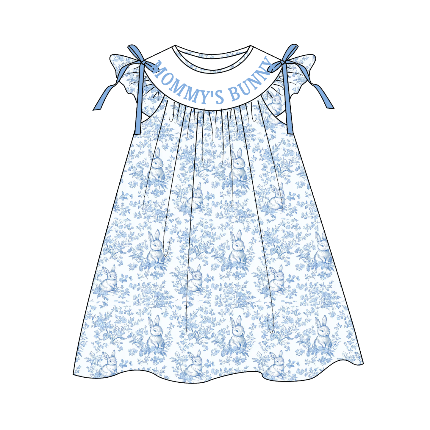 MOMMY'S BUNNY Easter Custom Name Smocked Embroidered Floral Collection