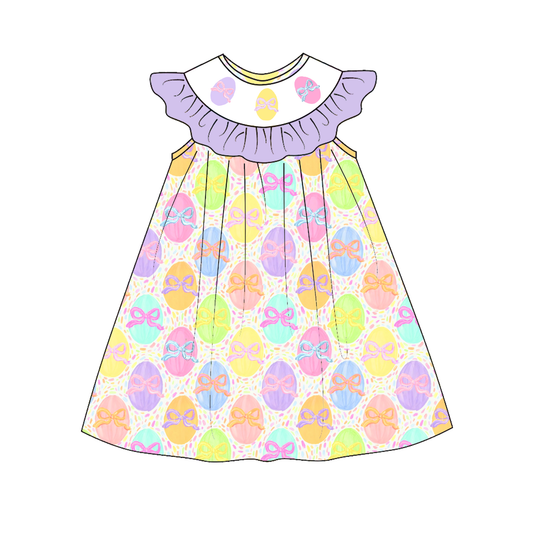 Easter Colorful Eggs Smock Embroidery Girls Dress & Romper