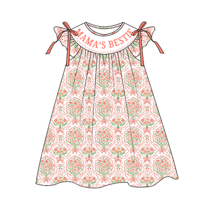 MAMA'S BESTIE Custom Name Smocked Embroidered Floral Collection