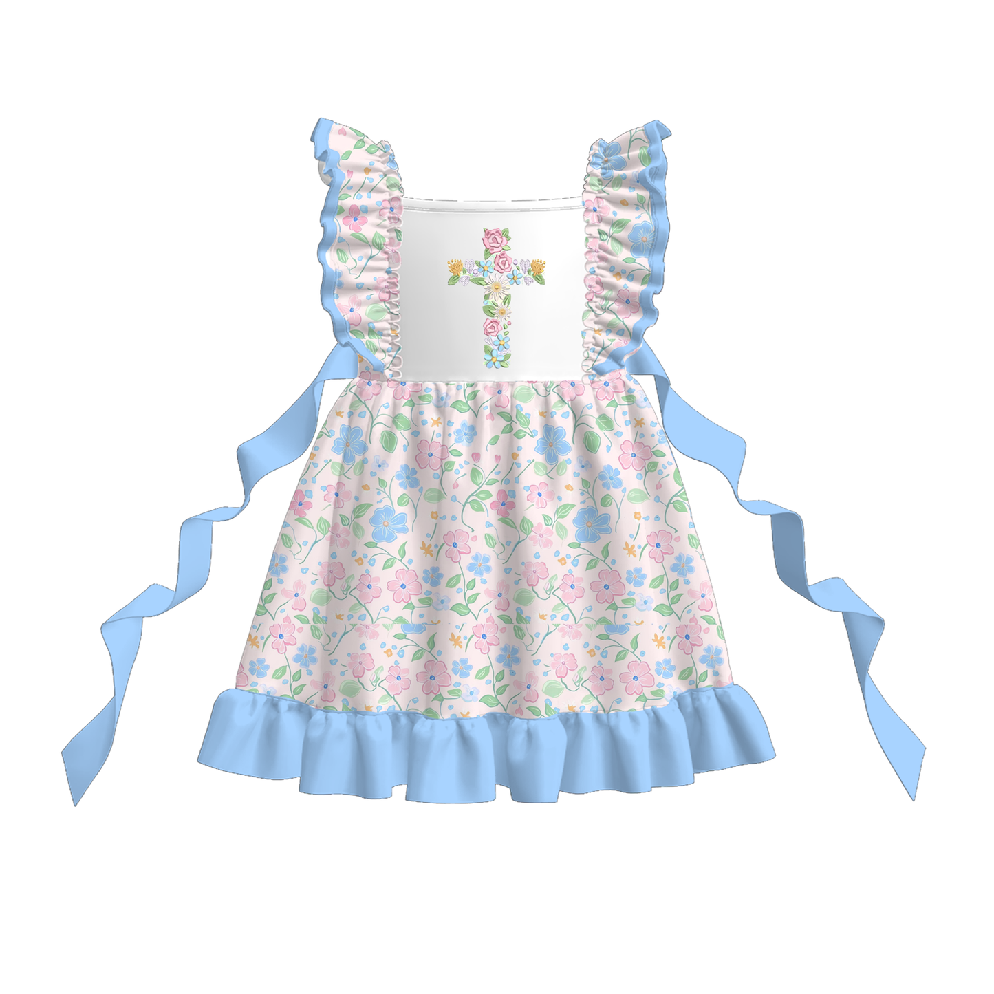 Easter Summer Floral Cross Smocked Embroidery Collection
