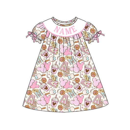 Girls Summer Cartoon Custom Name Smock Embroidery Collection